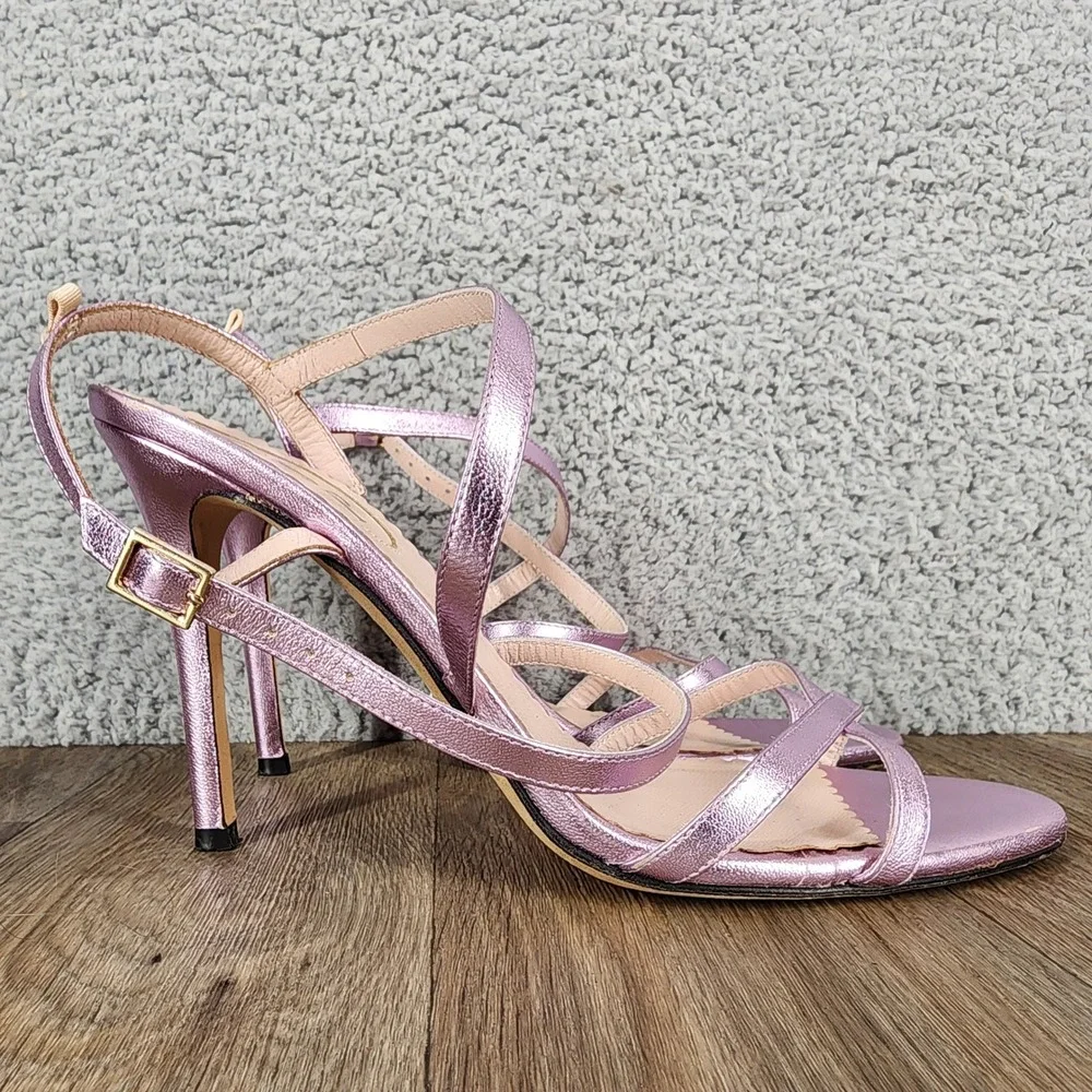 SJP by Sarah Jessica‎ Parker Metallic Lavender Heels Strappy Sandals Shoes 37.5